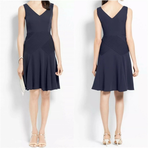 Ann Taylor Dresses & Skirts - Ann Taylor Blue Sleeveless Pintucked Flounce Dress